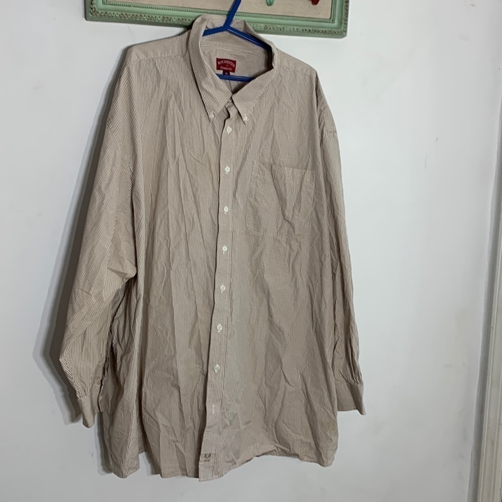 Rochester big and tall 5XL men’s button down long sleeve shirt micro check